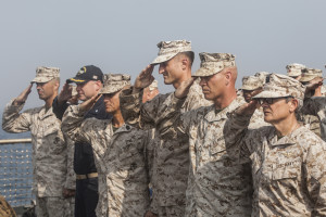 Marines saluting